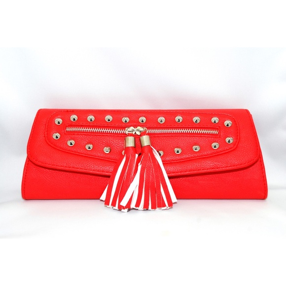 Zauron Red Studded Evening Clutch | Handbag | Purse - Picture 3 of 5